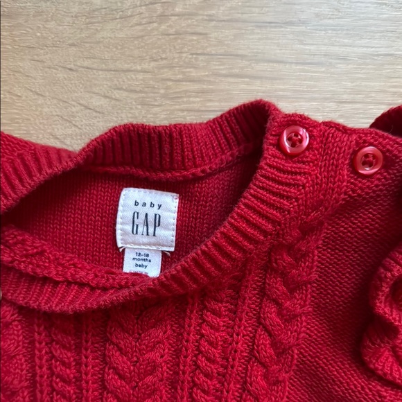 Baby Gap Red Cable Knit Sweater Dress - Size 12-18 months - Picture 3 of 6
